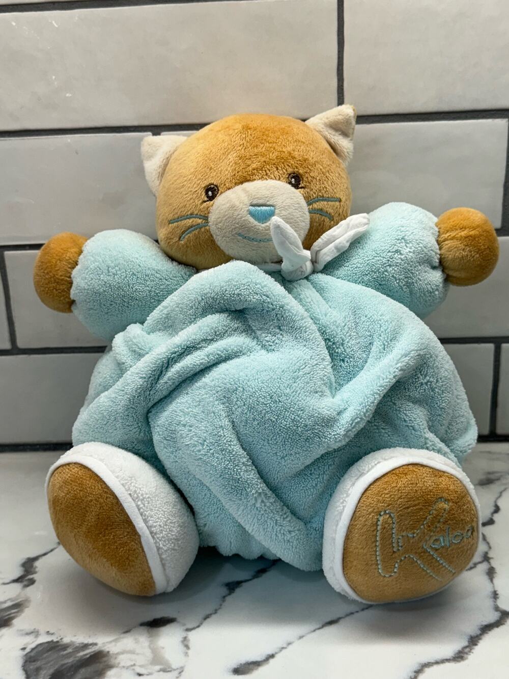 Kaloo Chubby Aqua Blue Baby Plush Cat Kitten 10"